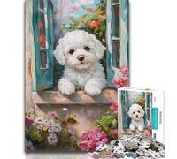 Puzzle Adulte Window Puppy 1000 pièces, Jeu Familial Anti-Stress, défi Difficile, Collection d'artistes, Beaux-Arts (50x75cm)