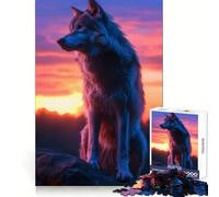 Puzzle Adulte Wolf Aesthetic Sunset 1000 pièces Bien-être Mental Activité sereine Bords tranchants Cadeau spécial (38x26cm)