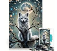 Puzzle Adulte Wolf Cherry Blossom Japan 1000 pièces Jeu de Stimulation Cognitive Conception sans Espace Cadeau d'anniversaire Casse-tête (50x75cm)