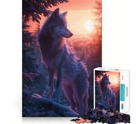Puzzle Adulte Wolf Elegant Sunset 1000 pièces Jeu de Stimulation Cognitive Conception sans Espace Cadeau d'anniversaire Casse-tête (38x52cm)