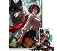 Puzzle Adulte Wolf Girl 1000 pièces Jeu de mémoire Amusant Assemblage Stable,pièces Qui ne bougent Pas Format Compact Idéal pour des Moments de Jeu en Famille (38x26cm)