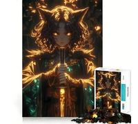 Puzzle Adulte Wolf Girl Neon Katana 1000 pièces Jeu de Stimulation Cognitive Conception sans Espace Cadeau d'anniversaire Casse-tête (38x52cm)