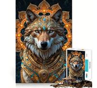 Puzzle Adulte Wolf King orné de 1000 pièces,Jeu de Stimulation Cognitive sans Espace,Design ajusté,Cadeau d'anniversaire,Casse-tête (50x75cm)