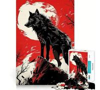 Puzzle Adulte Wolf Red Landscape 1000 pièces,Jeu de Stimulation Cognitive,sans Espace,Assemblage précis,Cadeau d'anniversaire,Casse-tête (38x26cm)