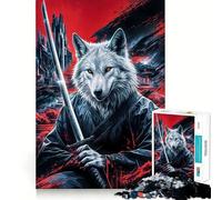 Puzzle Adulte Wolf Samurai Japan de 1000 pièces Jeu de Concentration mentale Activité de découpage de Haute précision Moment de Partage et de complicité avec Les Proches (50x75cm)