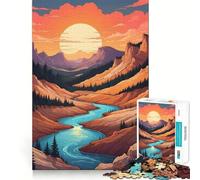 Puzzle Adulte Yellowstone Majesty au Coucher du Soleil,1000 pièces,Jeu de Construction Cognitive,emboîtement précis,sans espaces,activité apaisante pour la Pause mentale (50x75cm)