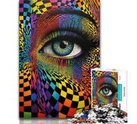 Puzzle Adulte Yeux psychédéliques 1000 pièces, Difficile à réaliser mais Amusant et Humoristique, Cadeau d'anniversaire, décoration Murale (75x50cm)