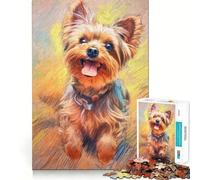 Puzzle Adulte Yorkshire Terrier 1000 pièces Jeu de Stimulation mentale Découpe Laser de qualité supérieure Activité relaxante en Groupe à l'intérieur (38x52cm)
