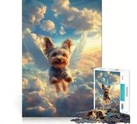 Puzzle Adulte Yorkshire Terrier avec Ailes d'ange,1000 pièces,Jeu Stimulant l'esprit,découpe Laser de qualité supérieure,activité relaxante à Faire en Groupe à l'intérieur (38x52cm)