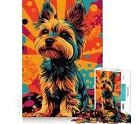 Puzzle Adulte Yorkshire Terrier Pop Art 1000 pièces,Jeu de mémoire,découpe de Haute précision,activité Manuelle Calme pour se détendre et Faire Travailler Son Cerveau à la Maison (38x26cm)