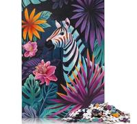 Puzzle Adulte Zèbre dans Un décor Floral Tropical Puzzles pour Adultes Jeu éducatif Défi Jouet 1000 pièces (38x26 cm)
