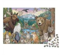 Puzzle Adultes 1000 Pièces Animal World, Carton Solide, Un Rassemblement détaillé d'animaux Sauvages dans Une forêt paisible Jeu Éducatif À Domicile, Cadeau Parfait, 38x26cm/1000pcs