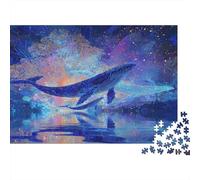 Puzzle Adultes 1000 Pièces Blue Baleine, Carton Écologique, A Majestic Blue Baleine in A Dreamlike Ocean World Activité Cognitive en Intérieur, Cadeau, 38x26cm/1000pcs