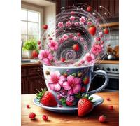 Puzzle Adultes 1000 Pièces Jeux d'activités Familiales - 1000 pièces Puzzle à Faire Soi-même pour Décoration d'intérieur - Puzzles pour Adultes Fraise Fleur de Rêve
