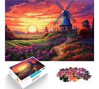 Puzzle Adultes 1000 pièces Paysage de Moulin à Vent hollandais Puzzle Casse-tête la décoration de la Maison 14,96 po x 20,47 po Convient aux Adolescents de 14 Ans et Plus