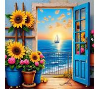 Puzzle Adultes 1000 Pièces Voilier Sunflower Sea,Jeu de Création et Logique,Puzzle de Qualité Supérieure Coloré,Puzzles Difficile pour Jeux D'activités Familiales