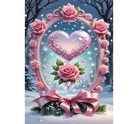 Puzzle Adultes 1200 Pièces Jeux d'activités Familiales - 1200 pièces Puzzle à Faire Soi-même pour Décoration d'intérieur - Puzzles pour Adultes Miroir Rose Coeur