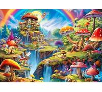 Puzzle Adultes 1200 Pièces Jeux d'activités Familiales - 1200 pièces Puzzle à Faire Soi-même pour Décoration d'intérieur - Puzzles pour Adultes Paysage de Champignons Arc-en-Ciel