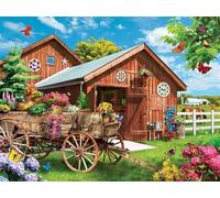 Puzzle Adultes 150 Pièces Jeux d'activités Familiales - 150 pièces Puzzle à Faire Soi-même pour Décoration d'intérieur - Puzzles pour Adultes Fleurs charrette à Bras de Ferme
