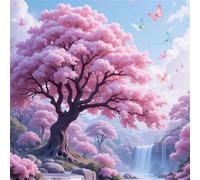 Puzzle Adultes 200 Pièces Ruisseau de l’Arbre Rose,Jeu de Création et Logique,Puzzle de Qualité Supérieure Coloré,Puzzles Difficile pour Jeux D'activités Familiales