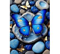 Puzzle Adultes 500 Pièces Jeux d'activités Familiales - 500 pièces Puzzle à Faire Soi-même pour Décoration d'intérieur - Puzzles pour Adultes Pierres Papillon Bleues