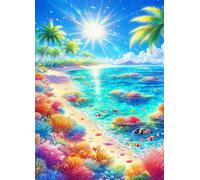 Puzzle Adultes 500 Pièces Jeux d'activités Familiales - 500 pièces Puzzle à Faire Soi-même pour Décoration d'intérieur - Puzzles pour Adultes Paysage de Corail Tropical