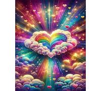 Puzzle Adultes 700 Pièces Jeux d'activités Familiales - 700 pièces Puzzle à Faire Soi-même pour Décoration d'intérieur - Puzzles pour Adultes Nuages de cœur colorés