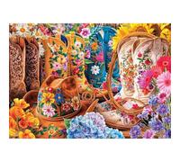 Puzzle Adultes 700 Pièces Jeux d'activités Familiales - 700 pièces Puzzle à Faire Soi-même pour Décoration d'intérieur - Puzzles pour Adultes Bottes de Cowboy Fleuries