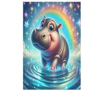 Puzzle Adultes Animal Hippo 1000 Pièces Puzzles en Bois pour Enfants À Partir De 12 Ans ÉduChatif Jeu Familial (78×53cm)