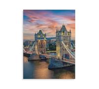 Puzzle Adultes en Bois 1000 Pièces，Crépuscule de Londres，Enfants Jeu Intellectuel Apprentissage Éducation Jouets de Décompression Cadeau pour la Famille（75x50cm）-AO32