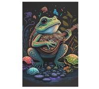 Puzzle Adultes Frog Playing Guitar 1000 Pièces Puzzles en Bois pour Enfants À Partir De 12 Ans ÉduChatif Jeu Familial (78×53cm)