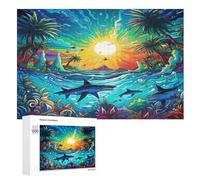 Puzzle Adultes Seabed A School of Fish 1000 Pièces Puzzles en Bois pour Enfants À Partir De 12 Ans ÉduChatif Jeu Familial （75×50cm）