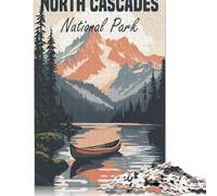 Puzzle Affiche du Parc National des North Cascades 1000 pièces pour Adultes, Puzzles en Papier pour Adolescents, Cadeaux, Jeu éducatif, Jouet de défi 38 x 26 cm/1000 pièces