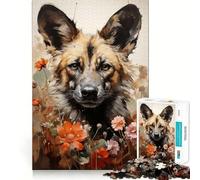 Puzzle Africain Wild Dog Art 1000 pièces Jeu de réflexion Amusant et Stimulant Pièces Parfaitement emboîtables Cadeau d'anniversaire Casse-tête (38x52cm)