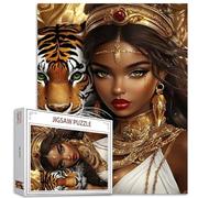 Puzzle Afrique Black Girl de 1000 pièces pour adulte reine africaine avec gloden bijoux peinture puzzle lion et femme afro 1000 pièces jeu scandinave décoration murale bricolage artisanat puzzle art