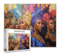 Puzzle Afrique Black Girl de 1000 pièces pour adultes - Peinture de femme afro-américaine - Puzzle tendance femme portant des plumes - Puzzle de 1000 pièces - Décoration murale - Bricolage - Art