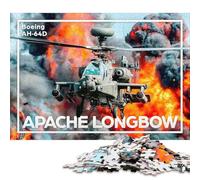 Puzzle AH64D ApacheLongbow carré de 1000 pièces pour Adultes et Puzzles en Bois, décoration intérieure, 1000 pièces (75 x 50 cm)