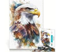 Puzzle Aigle à tête Blanche Aquarelle pour Adultes,1000 pièces,Puzzle Amusant et précis,découpe de Haute précision,Facile à Apprendre,pour Toute la Famille (38x26cm)