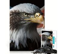 Puzzle Aigle américain sur Drapeau américain 1000 pièces pour Adultes Jeu de mémoire Stimulant Qualité Professionnelle Activité de découpage conviviale (50x75cm)
