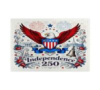 Puzzle aigle du 4 juillet pour adultes - 1000 pièces - 250e anniversaire des États-Unis - En bois imprimé - Motif vintage - Décoration pour divertissement créatif