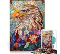 Puzzle Aigle en Vitrail pour Adolescents 1000 Pièces Jeu Cognitif Loisirs Silencieux Bordure Premium Cadeau de Noël 38x52cm