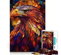 Puzzle Aigle en Vitrail pour Adolescents 1000 Pièces Stimule la Mémoire Loisirs Bords Nets Joli Cadeau 38x26cm