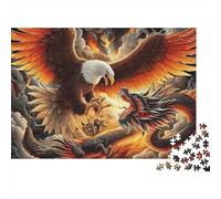 Puzzle Aigle et Dragon Raptor 1000 pièces,Carton Robuste de qualité supérieure,encadrable,idéal Voyages,Les séjours à la ou à la Maison,pour Adultes,Adolescents et débutants,52x38cm/1000 pièces