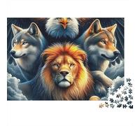 Puzzle Aigle Lion Entre Loups et Aigle, pour Adultes et Enfants à partir de 12 Ans, 52x38 cm/1000pcs