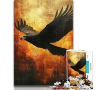 Puzzle Aigle Noir pour Adolescents, 1 000 pièces, Jouet éducatif Anti-Stress, idéal comme Cadeau, 26x38cm