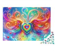 Puzzle Ailes d'ange,Cœur Ailé et Tourbillon,1000 pièces,Carton Épais,Activité Anti-Stress pour Maison de Retraite,Seniors,Adultes,Débutants,Famille,38x26cm/1000 pièces