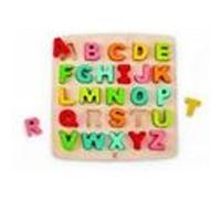 Hape Puzzle Alphabet en Bois Enfant 3 ans et plus - Puzzle Alphabet Montessori 27 Pièces Multicolore - Préhension, Motricité, Coordination Oeil-Main - Apprentissage de l'Alphabet & des Couleurs