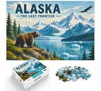 Puzzle Alaska︰ The Last Frontier Travel Poster 1000pcs (52x38cm) Adulte | Pour une pause tranquille entre semaine et w nd : ce puzzle 1000 pièces adulte associe concentration et détente.