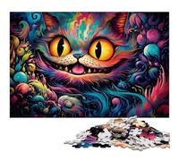 Puzzle Alice Cat 1000 pièces en Bois, décoration à Faire soi-même, défi cérébral, pour Adultes, Famille, Cadeau de Vacances 50 x 75 cm / 19,68 x 29,52 Pouces