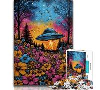 Puzzle Alien UFO 1000 pièces pour Adultes et Adolescents, Jeu Stimulant et Familial avec des pièces entièrement emboîtables de Formes aléatoires 38x26cm